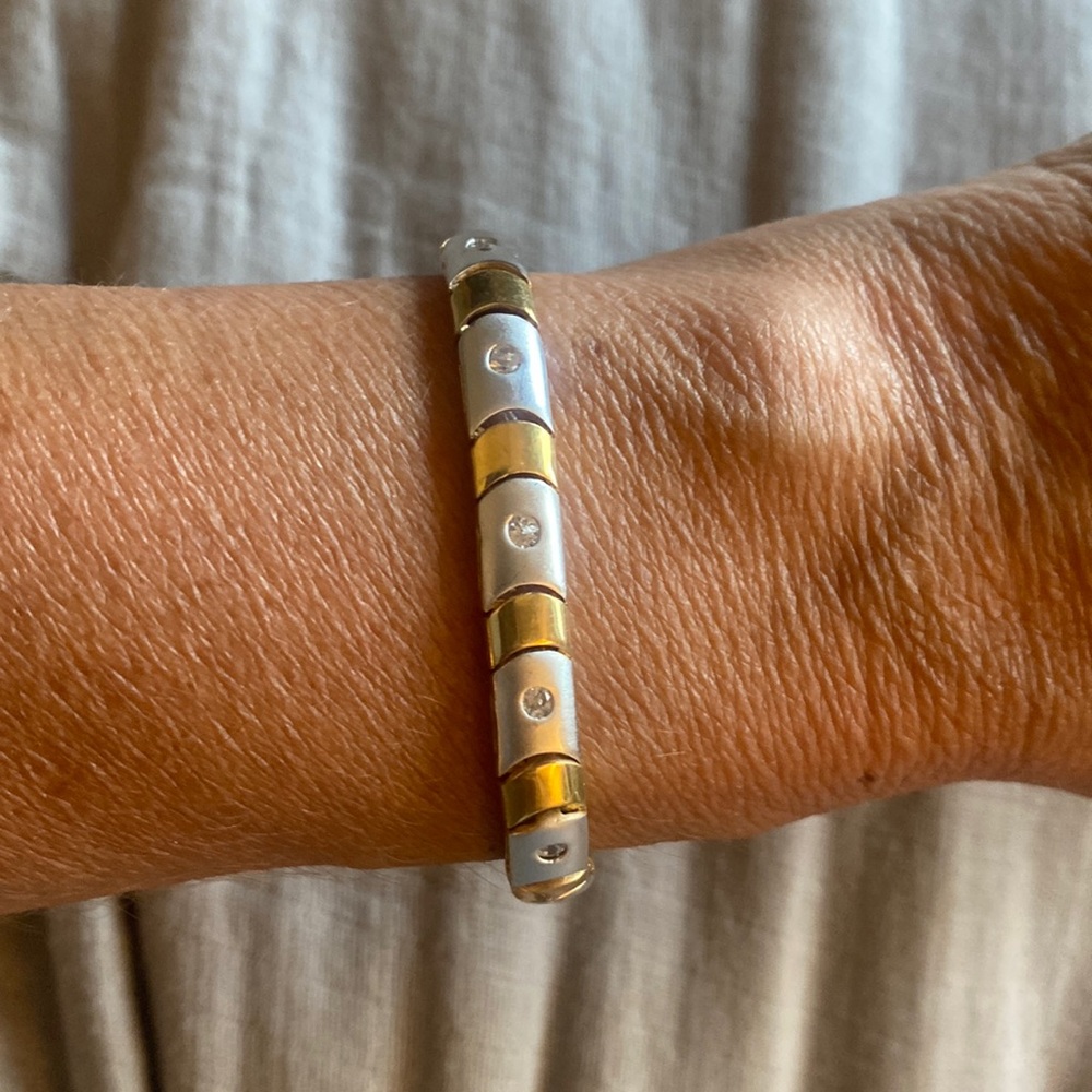 Two toned costume bracelet with cz diamonds